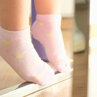 Girls light pink ankle socks with hearts