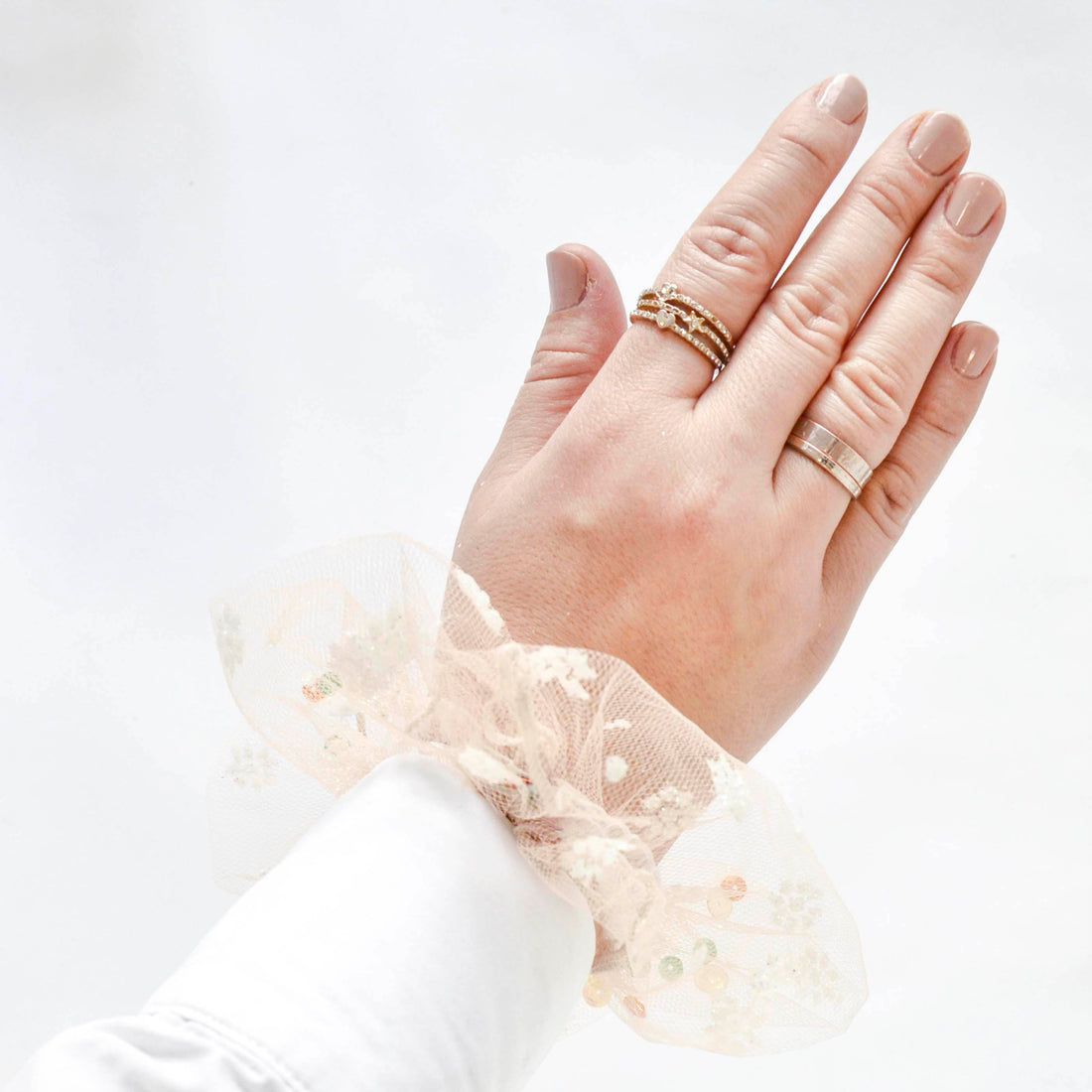 Light Pink Scrunchie with Sequined Tulle