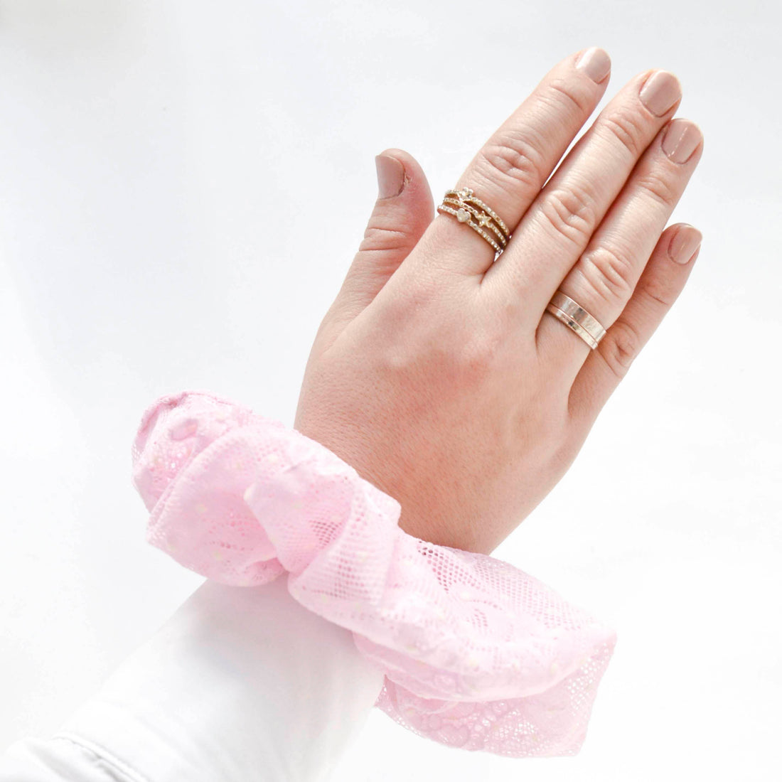 Pink Scrunchie with Lace