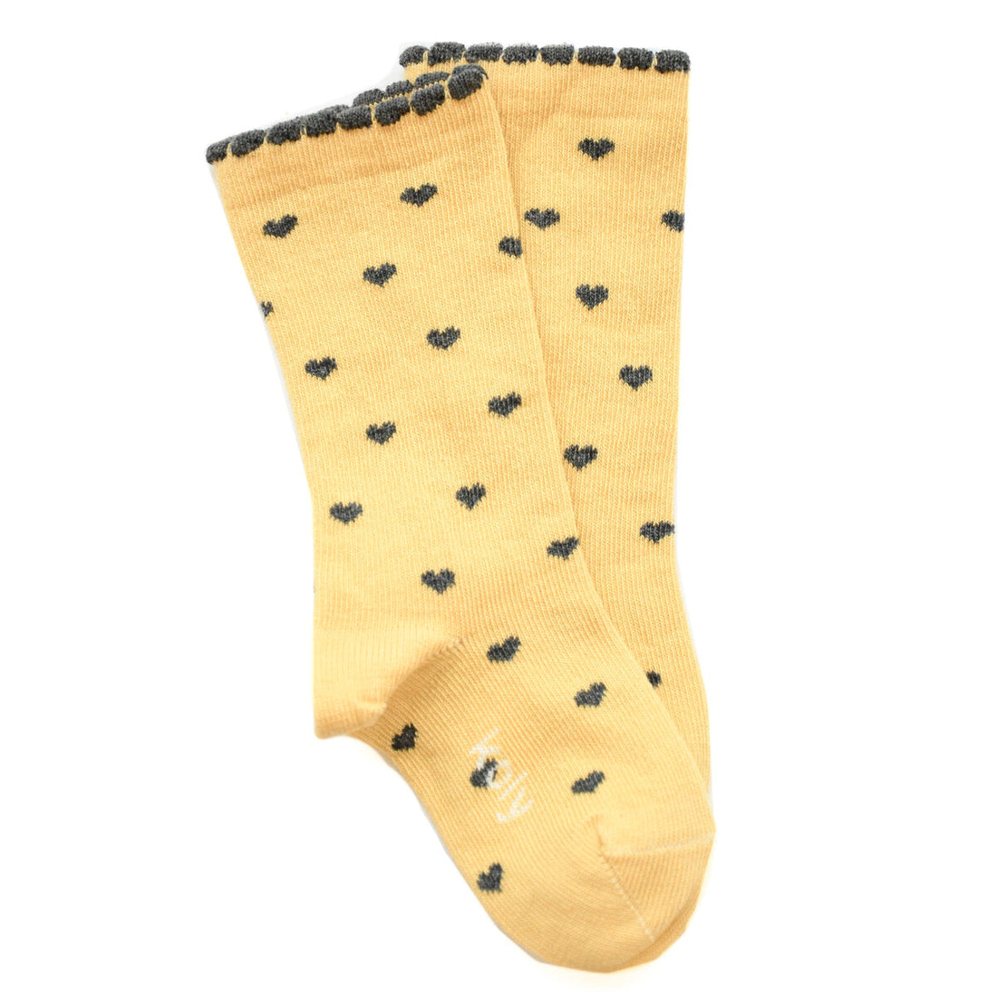 Yellow Knee Socks with Hearts