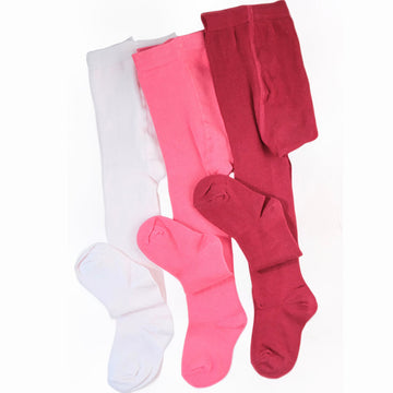 Special 3-pack baby girl plain cotton tights