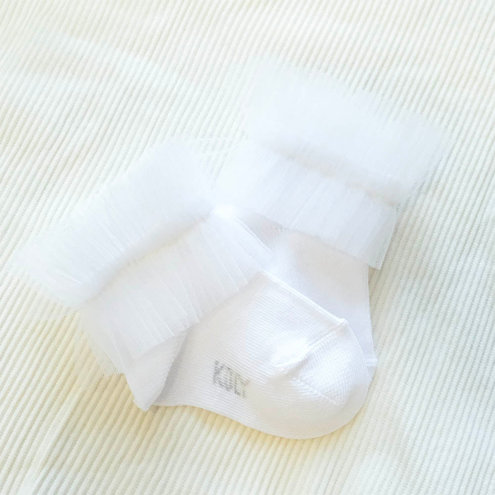 White Baby Ankle Socks with Tulle