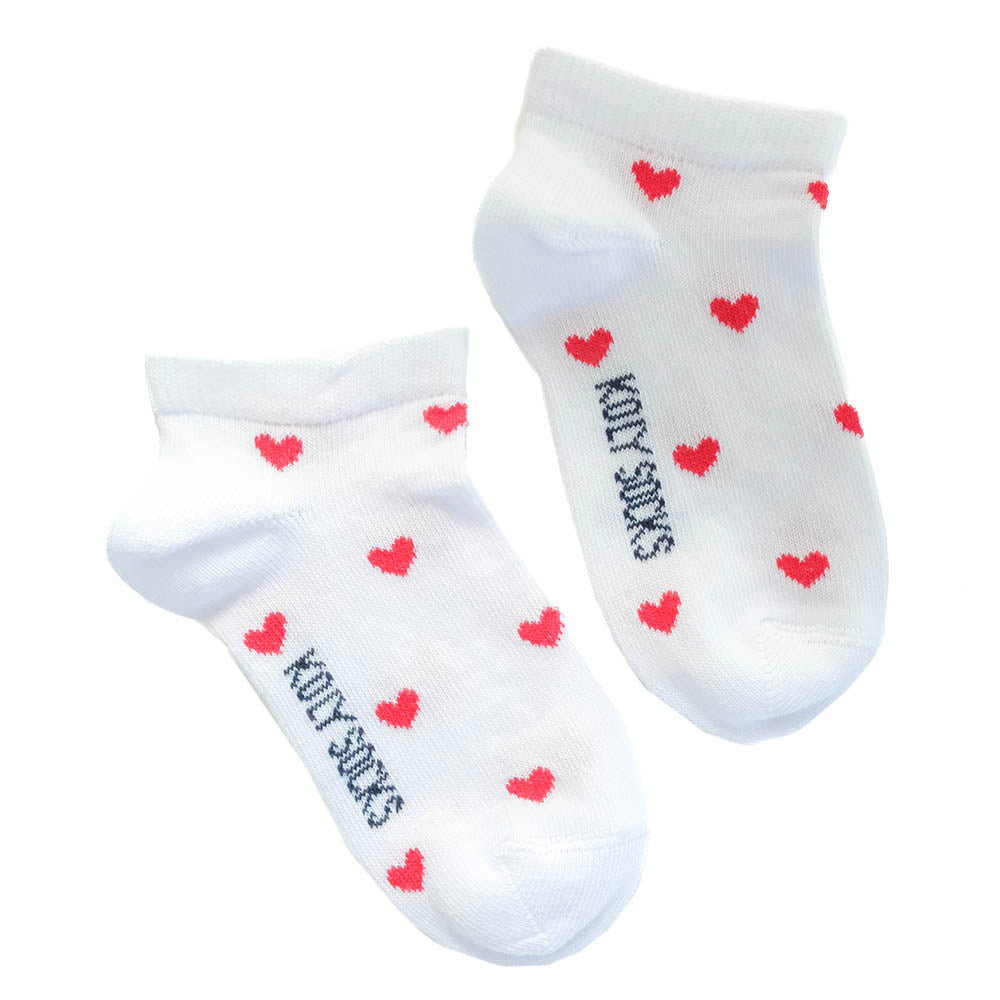 Girls white ankle socks with hearts