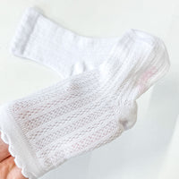 White Elegant Ribbed Socks