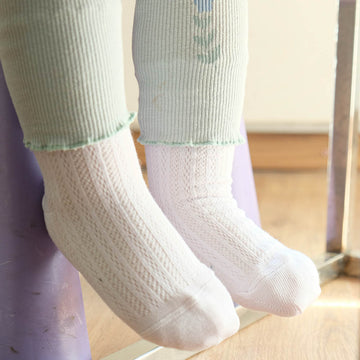 White Elegant Ribbed Socks