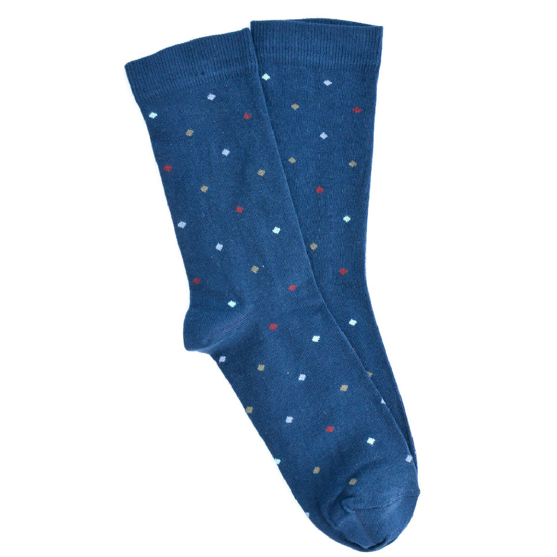 Navy blue socks with colorful rhombuses