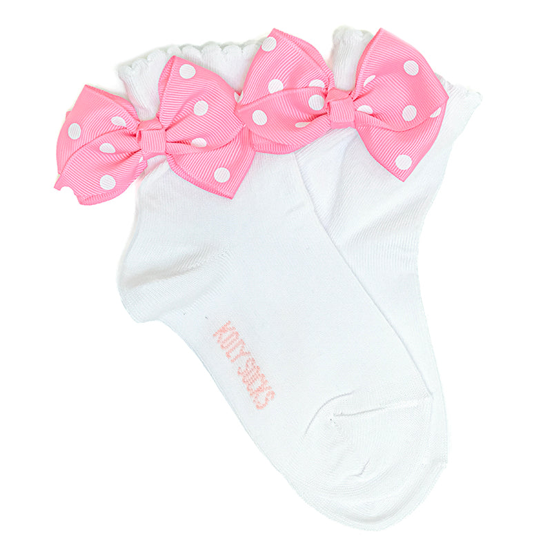 Socks with dark pink bow